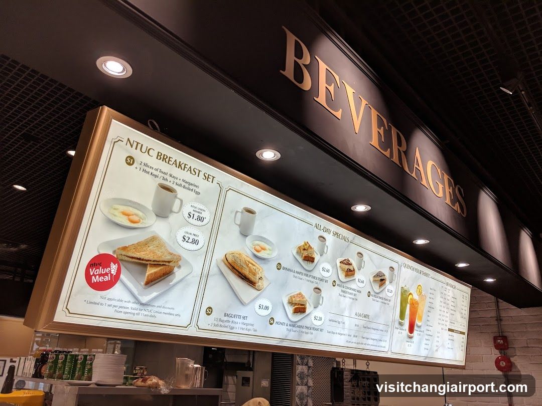 NTUC Breakfast Set Menu Board