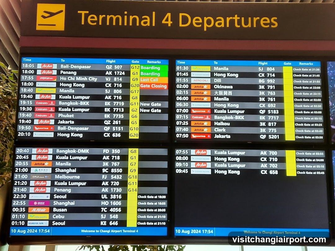 Terminal 4 Departures Board