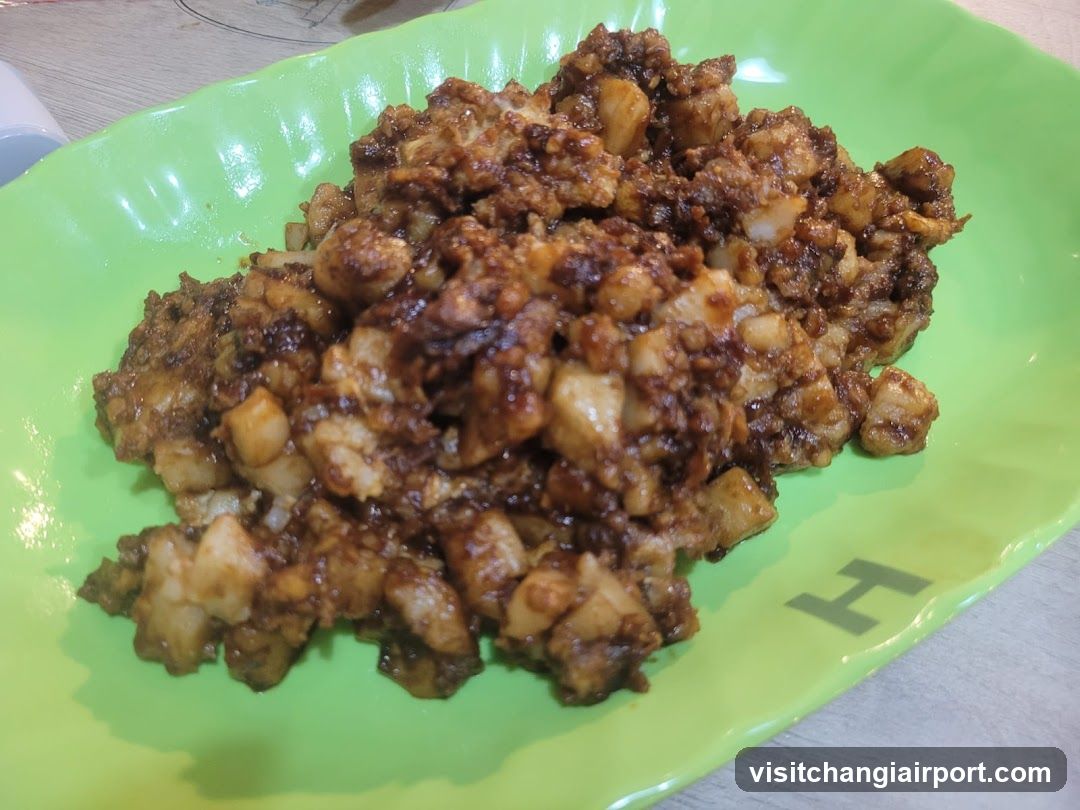 Stir-fried dish on green plate