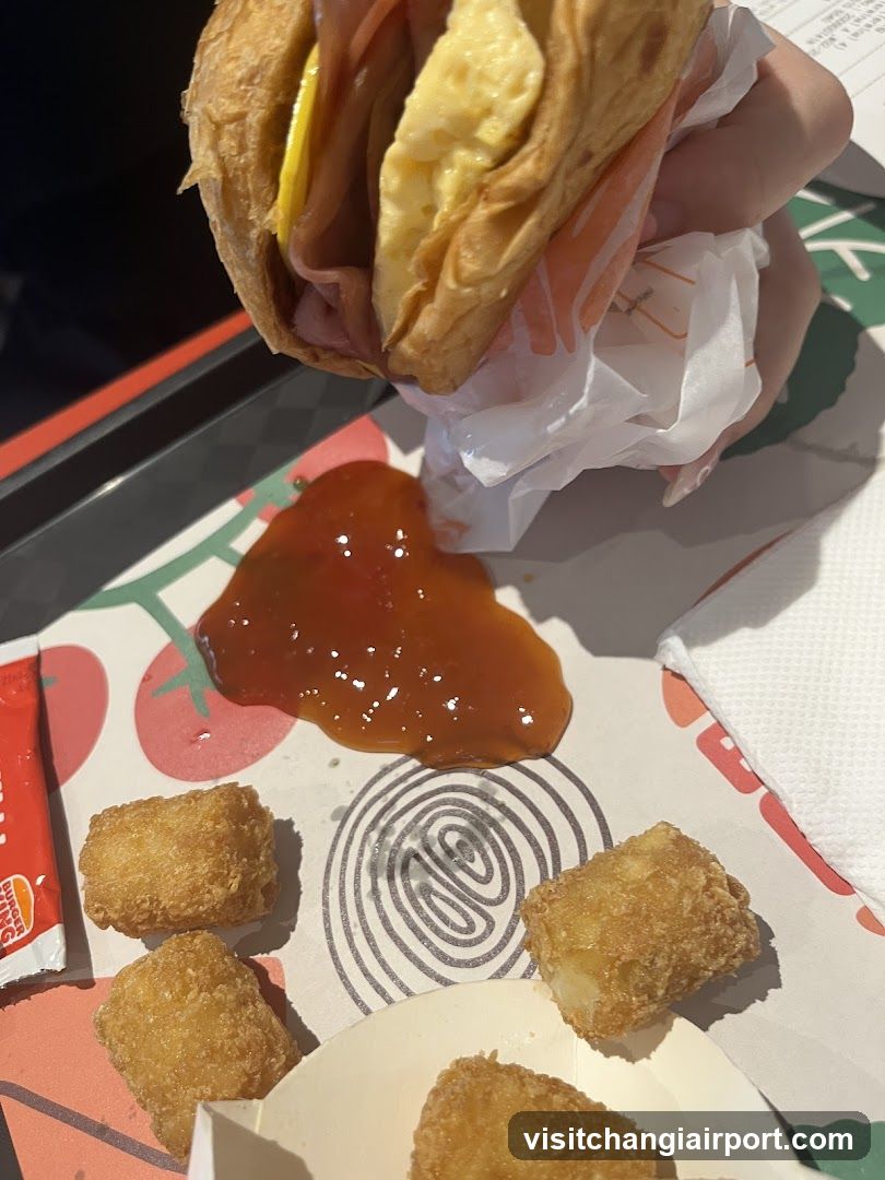 Food on a tray with sauce spill