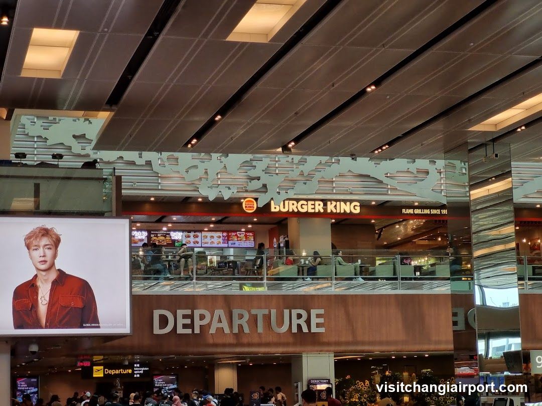 Airport Departure Area with Burger King and Ad Screen