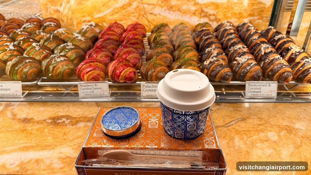 Bakery Display with Pastries and Coffee Cup