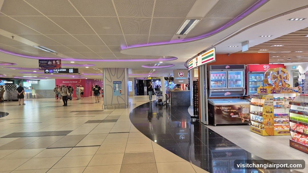 Airport Terminal Interior with Retail Stalls