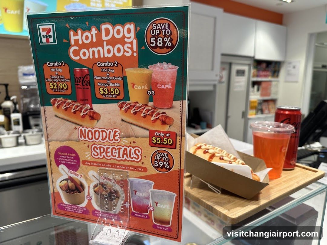 7-Eleven Hot Dog Combos and Noodle Specials Display
