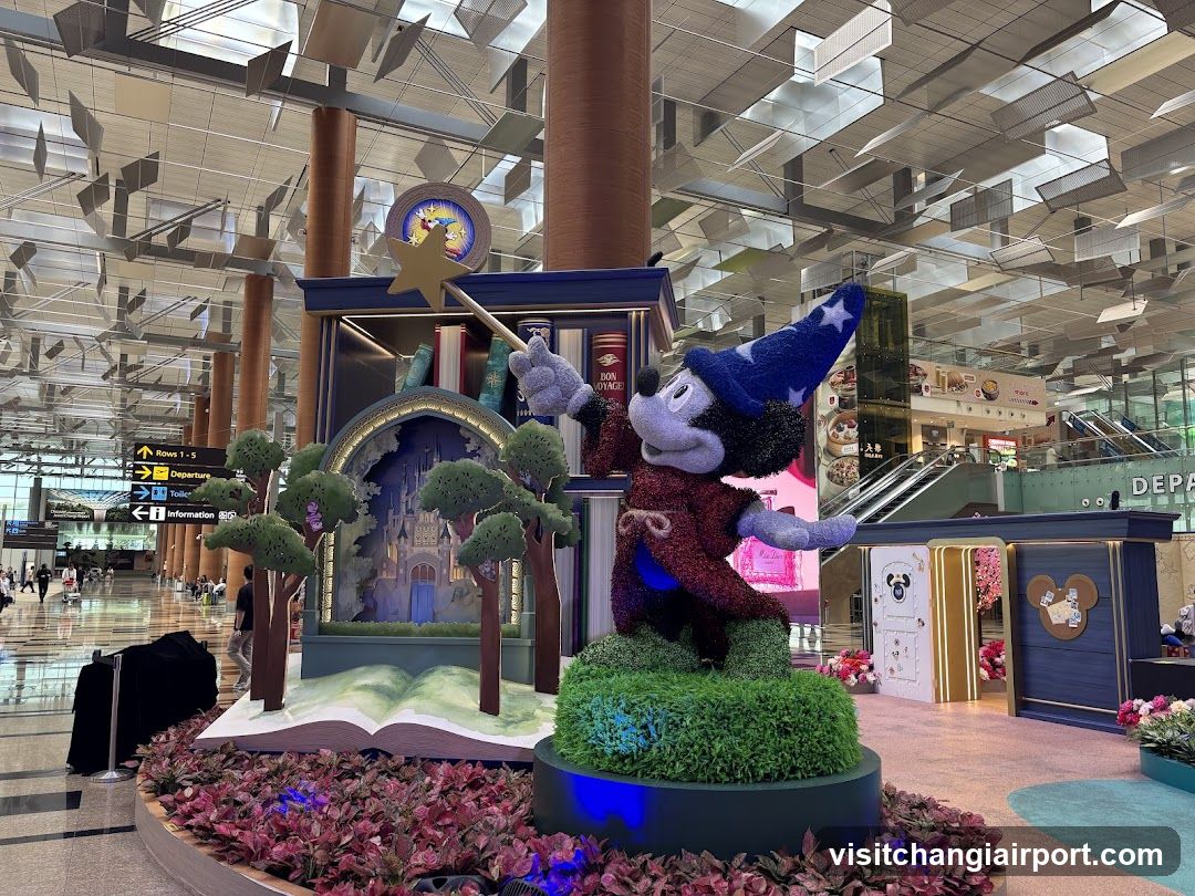 Mickey Mouse Wizard Display at Airport Terminal