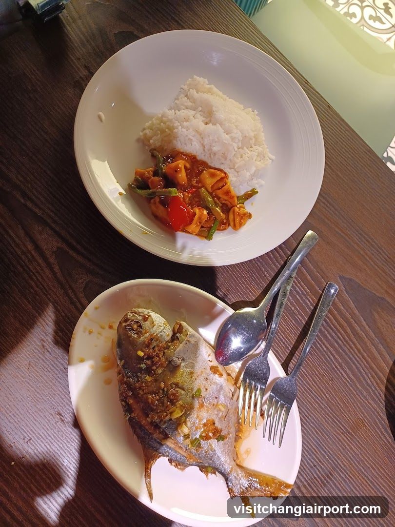 Dining Table with Fish and Curry Rice