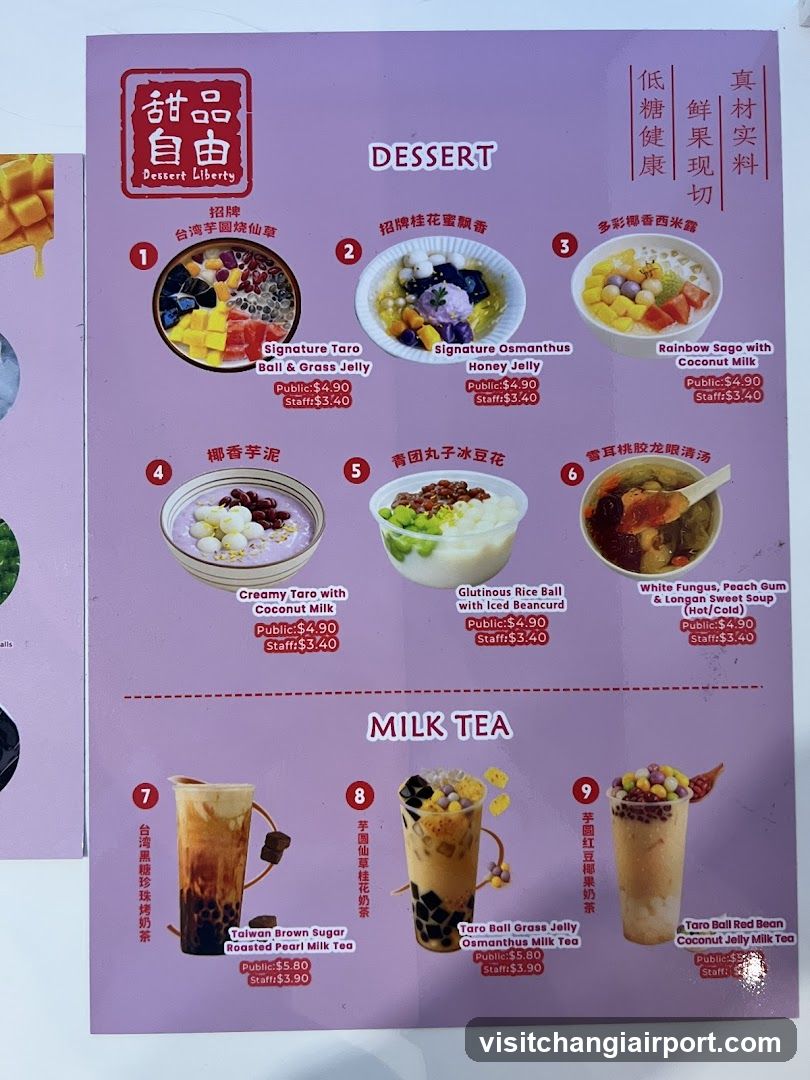 Dessert and Milk Tea Menu