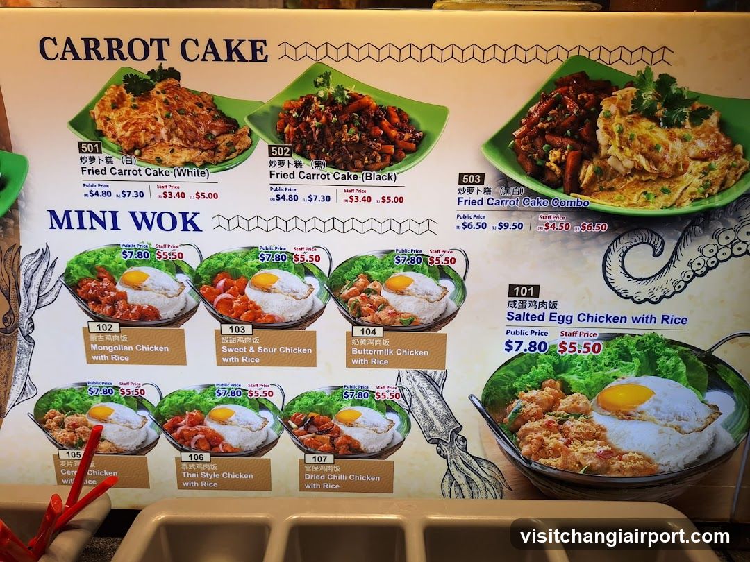 Carrot Cake and Mini Wok Menu Board