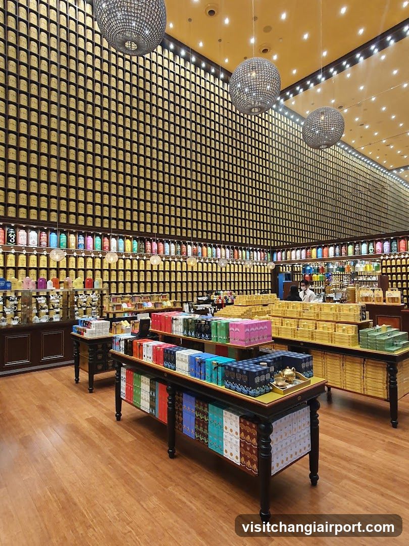 Interior of a tea shop with extensive product display