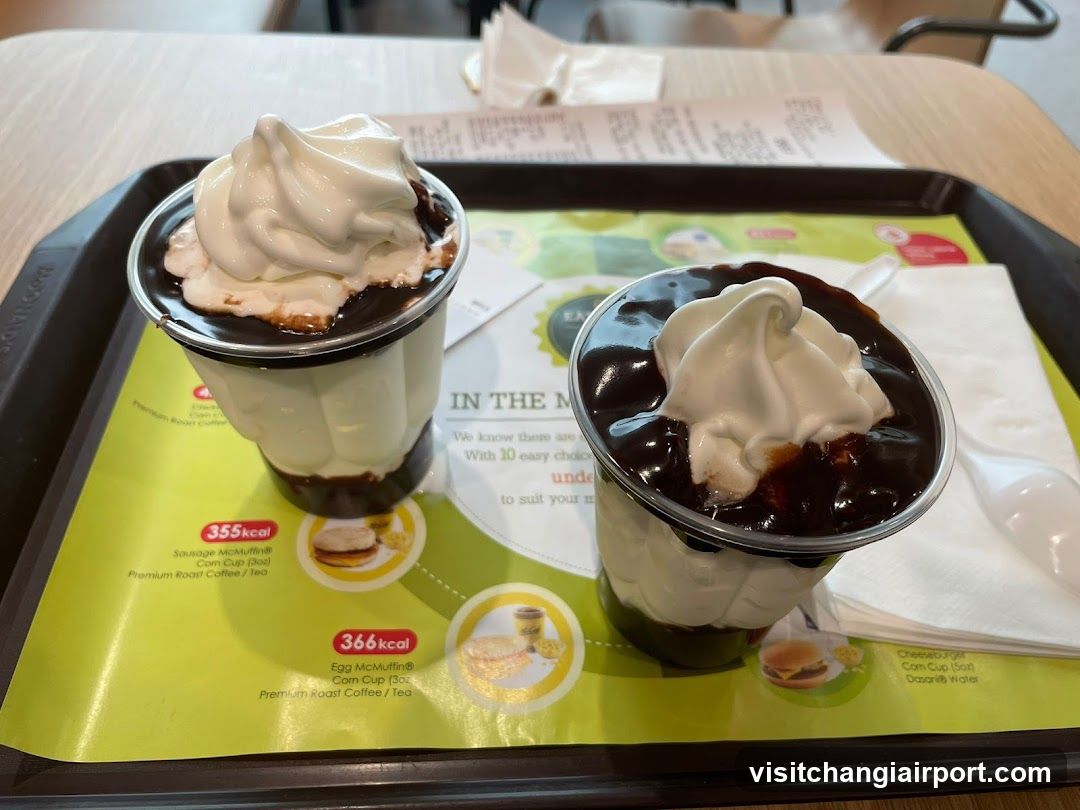 Dessert cups on tray