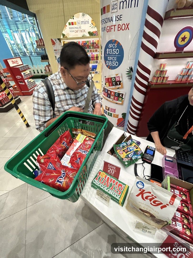 Shopping Scene with Basket of Snacks