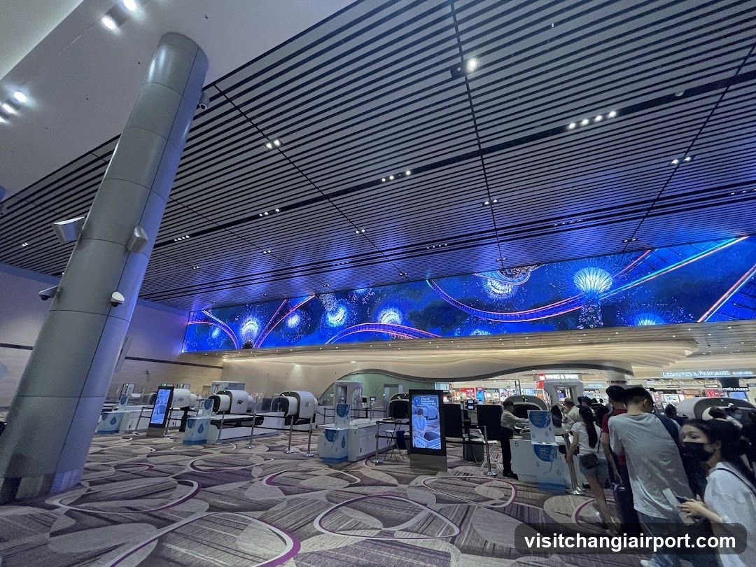 Airport Terminal Interior with Digital Art Display