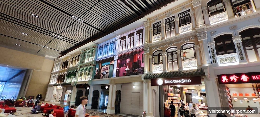 Interior of a shopping mall with colonial-style architecture