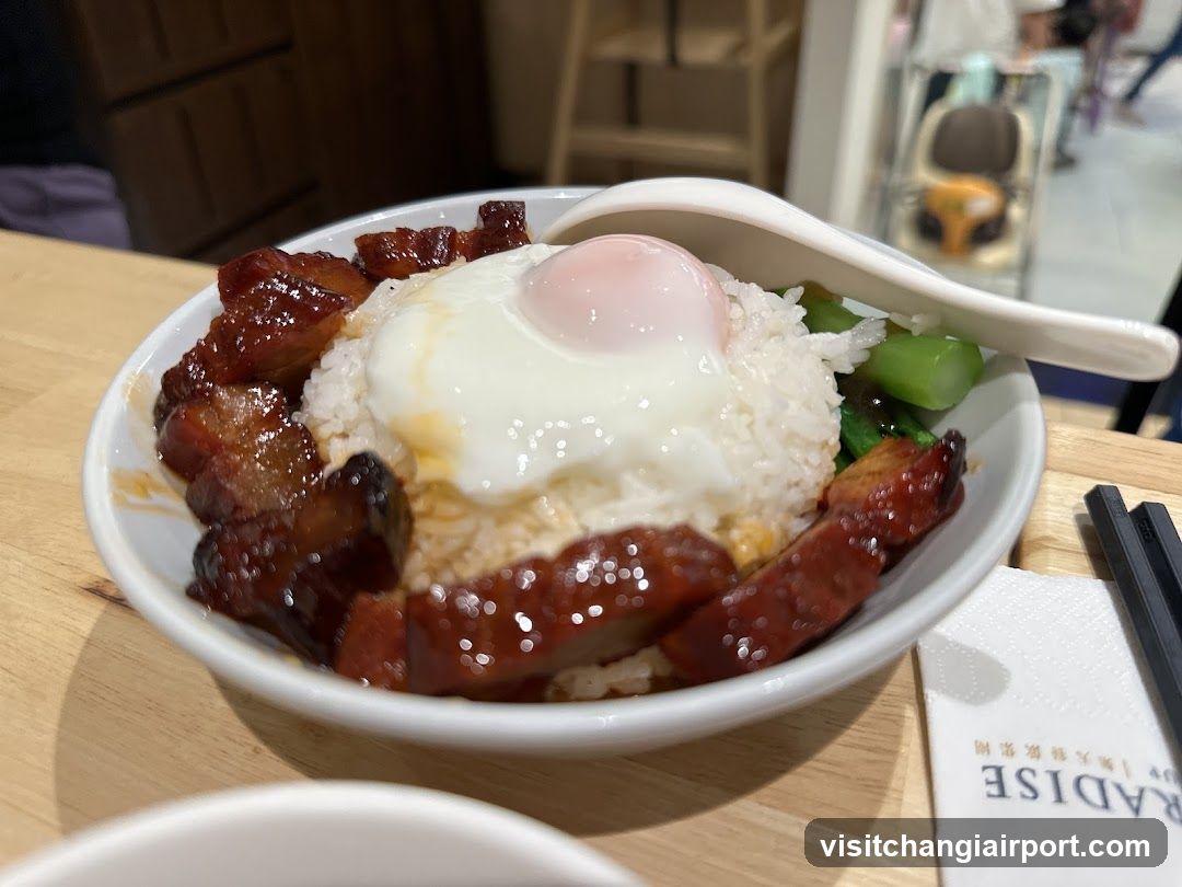 Bowl of rice with egg and meat