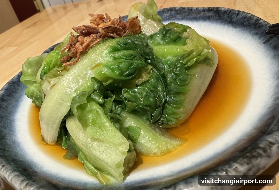 Steamed Lettuce with Crispy Toppings