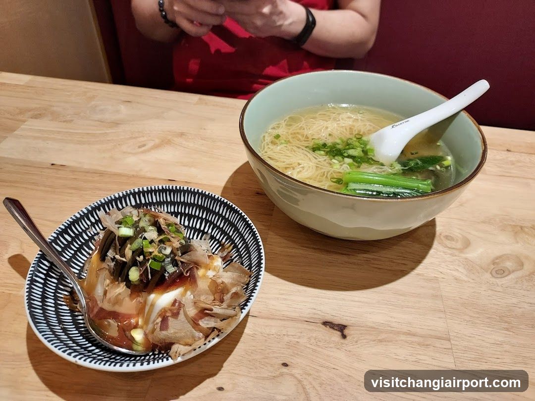 Ramen and Side Dish on Wooden Table