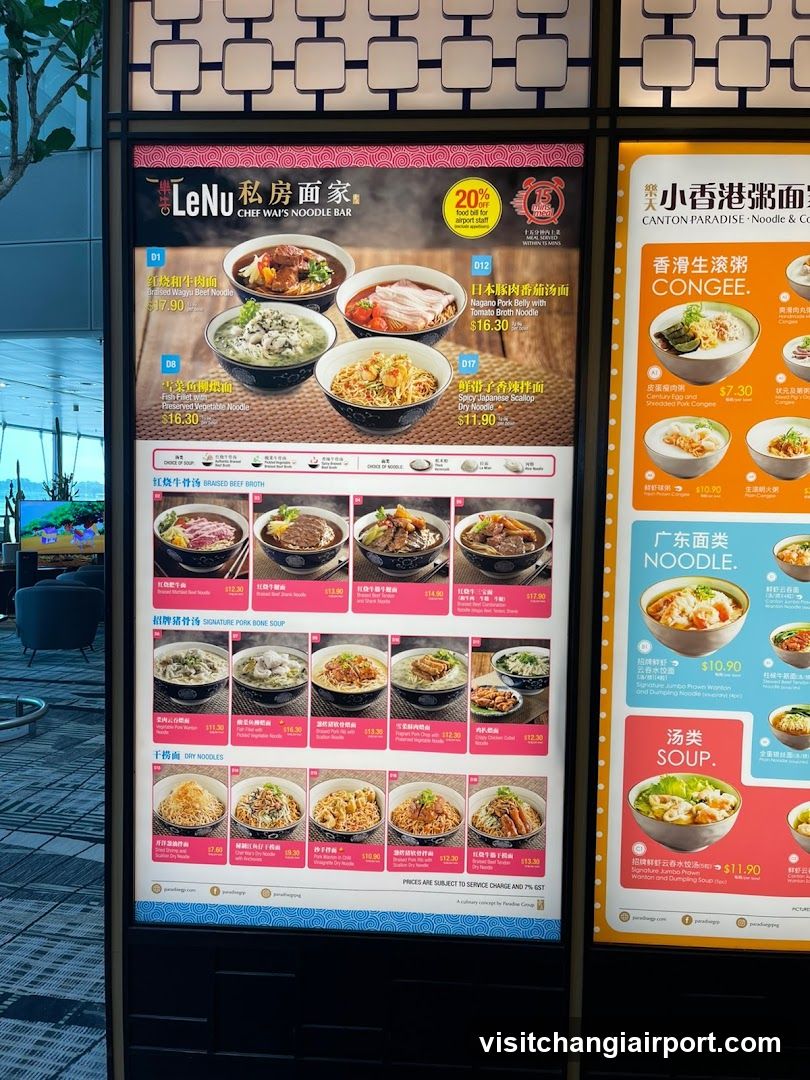 LeNu Chef Wai's Noodle Bar & Canton Paradise Menu Board