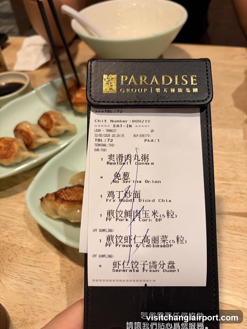Receipt at Paradise Group Restaurant