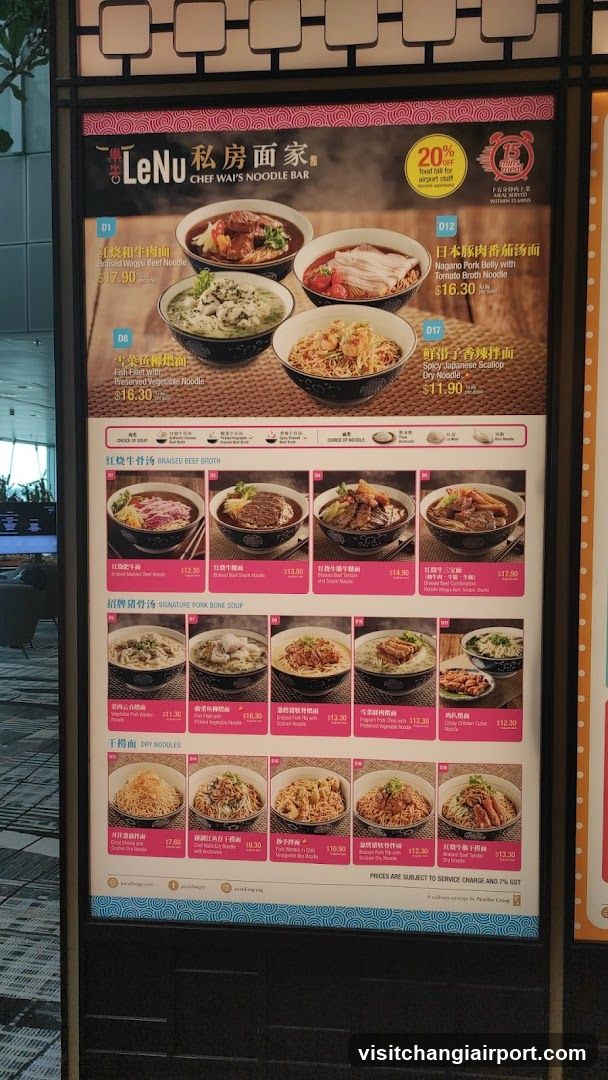 LeNu Chef Wa's Noodle Bar Menu Board