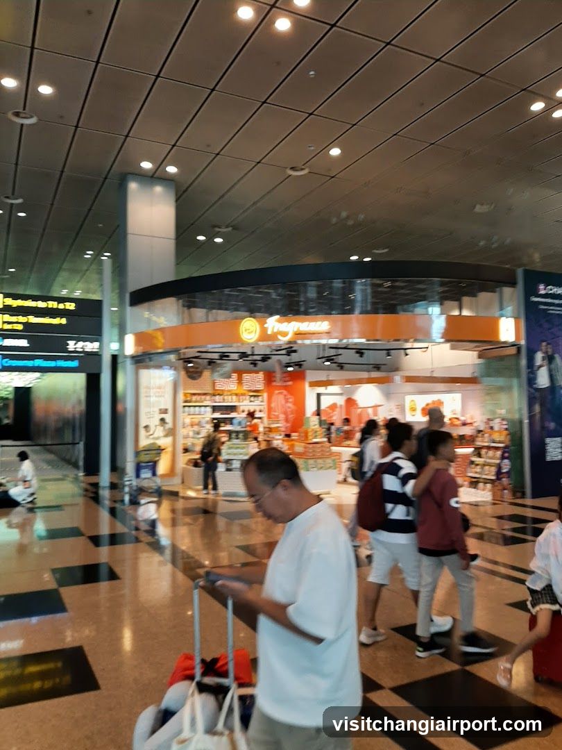 Airport Terminal Interior with Shop and Passengers