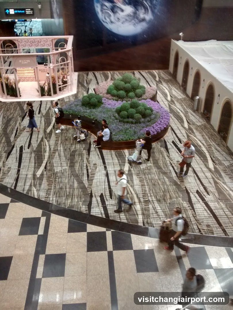 Airport Terminal Interior with Decorative Landscaping