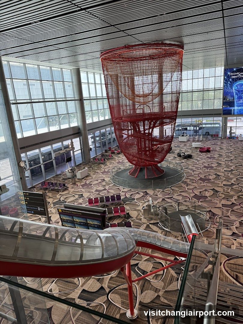 Airport Terminal Interior with Art Installation