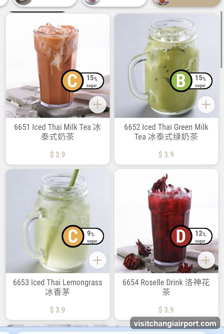 Iced Thai Drinks Menu