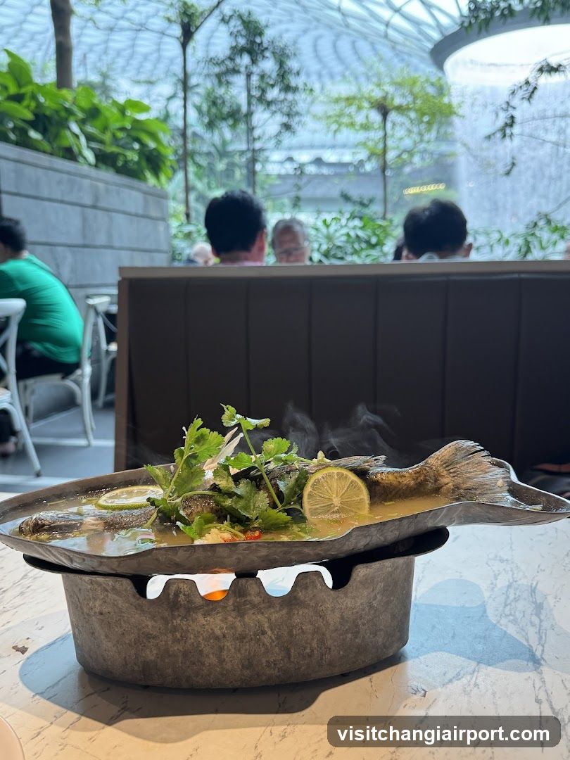 Steamed Fish Dish in Indoor Dining Area