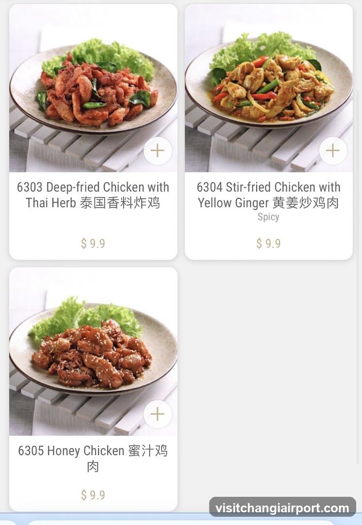 Chicken Dishes Menu Display
