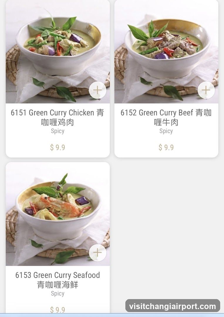 Green Curry Menu Items