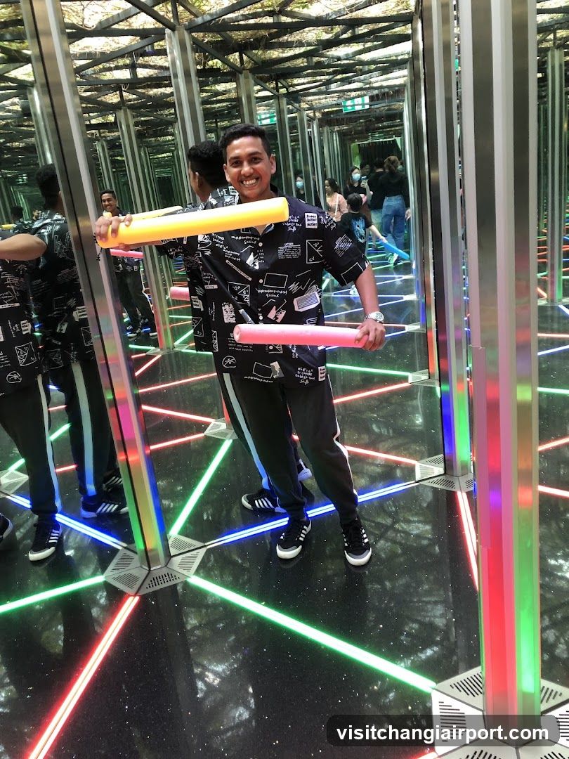 Mirror Maze with Neon Lights