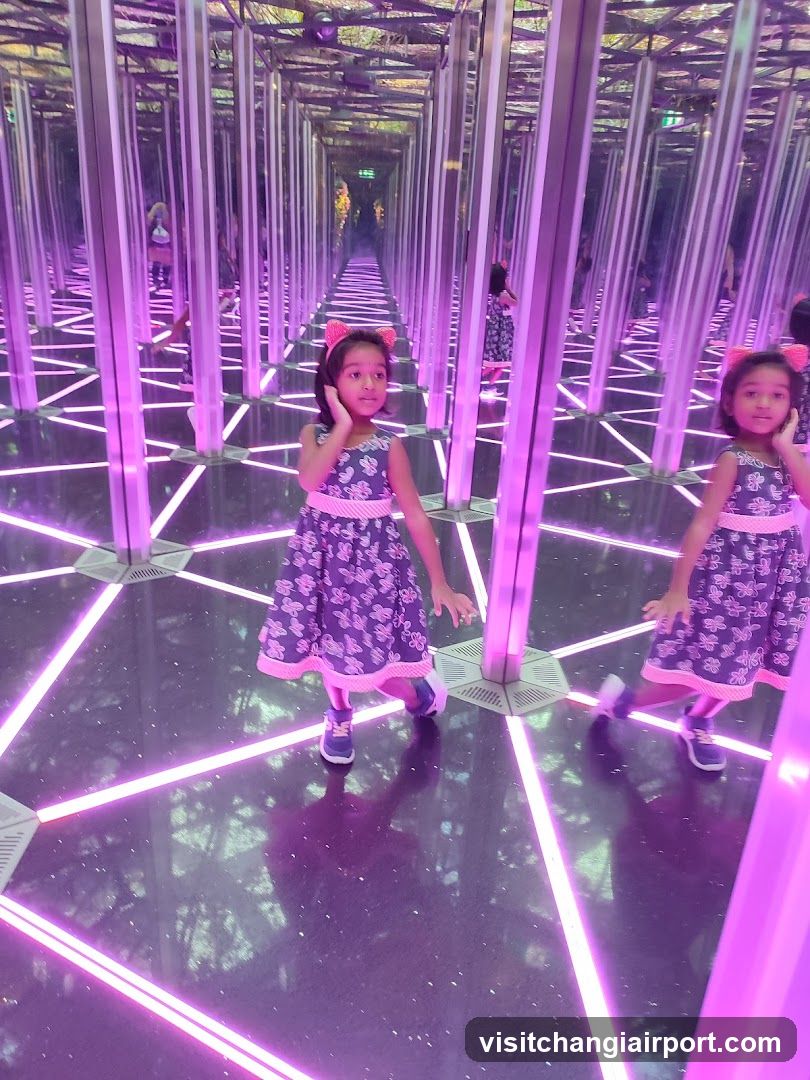 Mirror Maze with Neon Lights