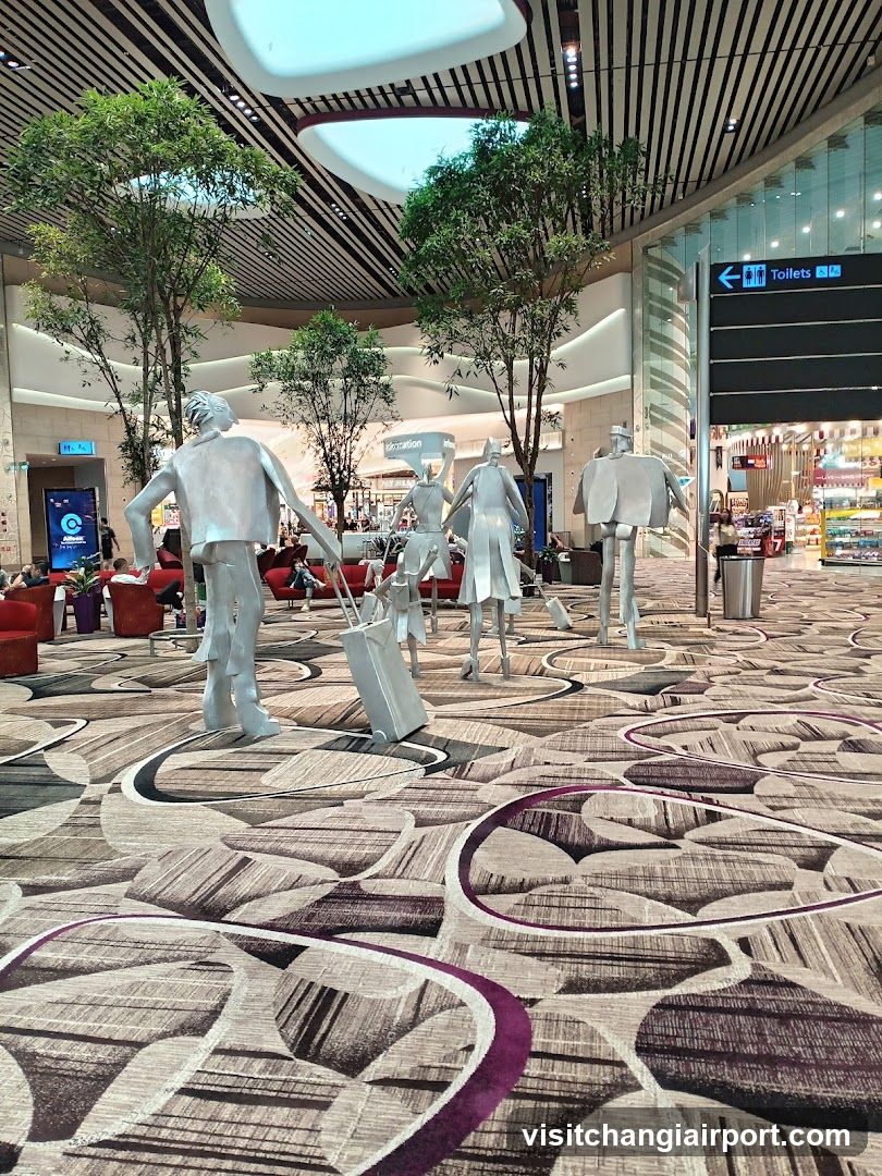 Airport Terminal Interior with Sculptures