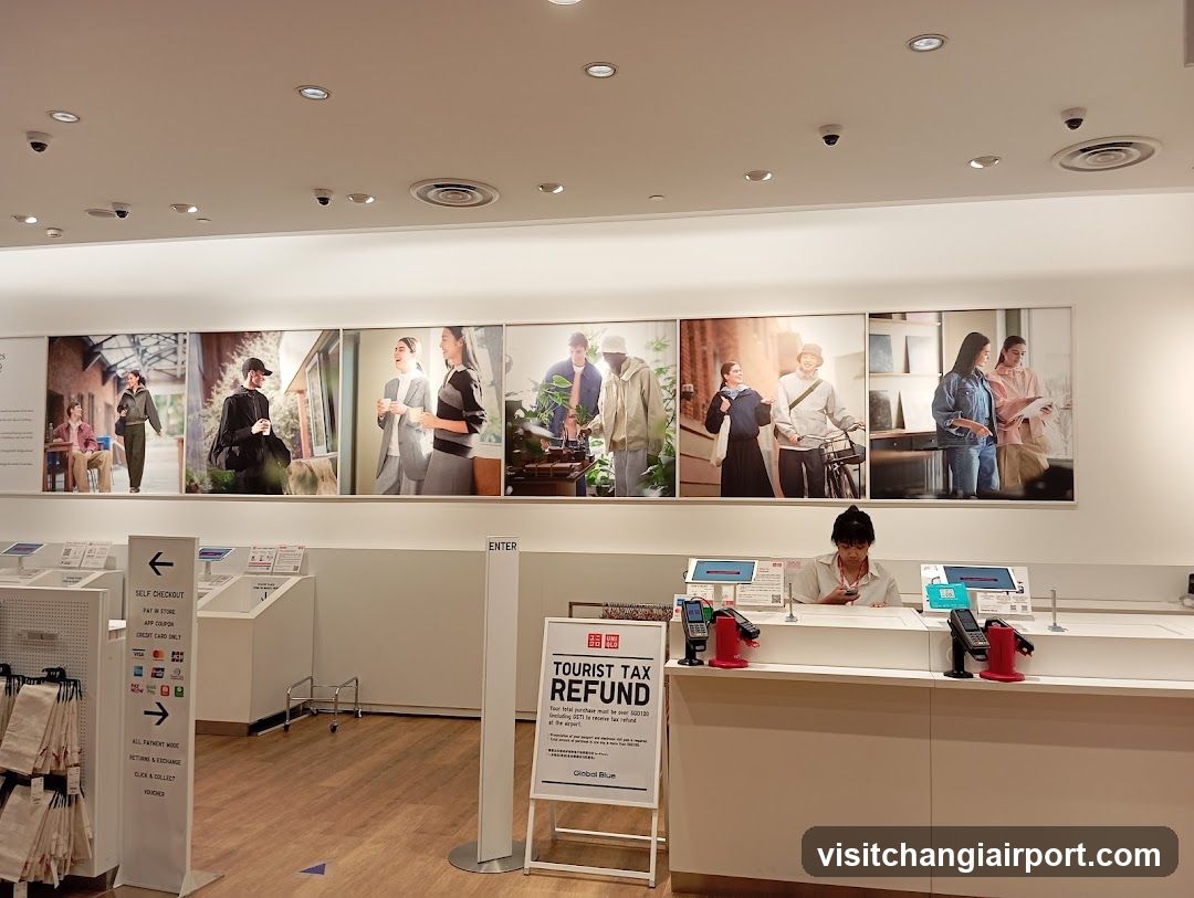 Interior of a retail store with tourist tax refund counter