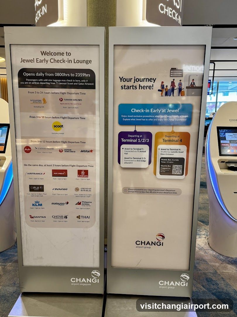 Changi Airport Jewel Early Check-in Lounge Signage