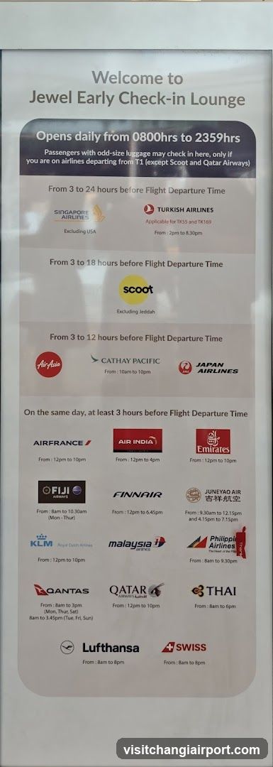 Jewel Early Check-in Lounge Signage