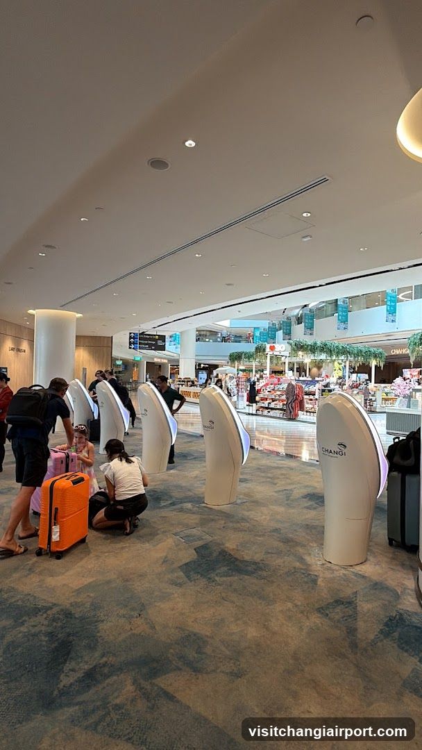 Airport Terminal Interior with Self-Service Kiosks