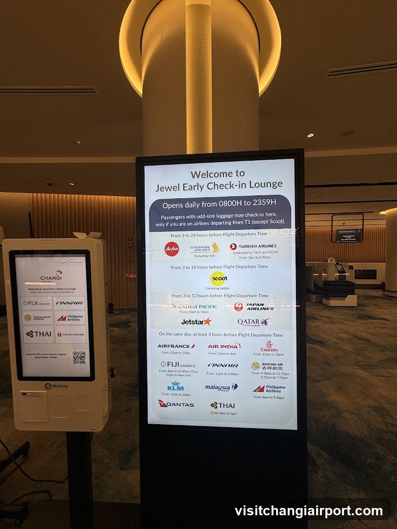 Jewel Early Check-in Lounge Signage