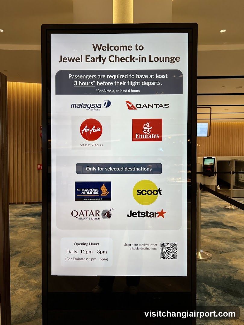 Jewel Early Check-in Lounge Signage