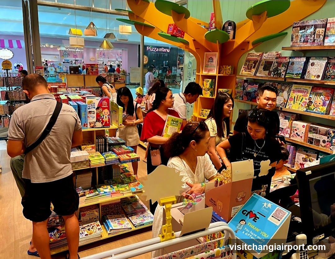 Bookstore Interior with Shoppers