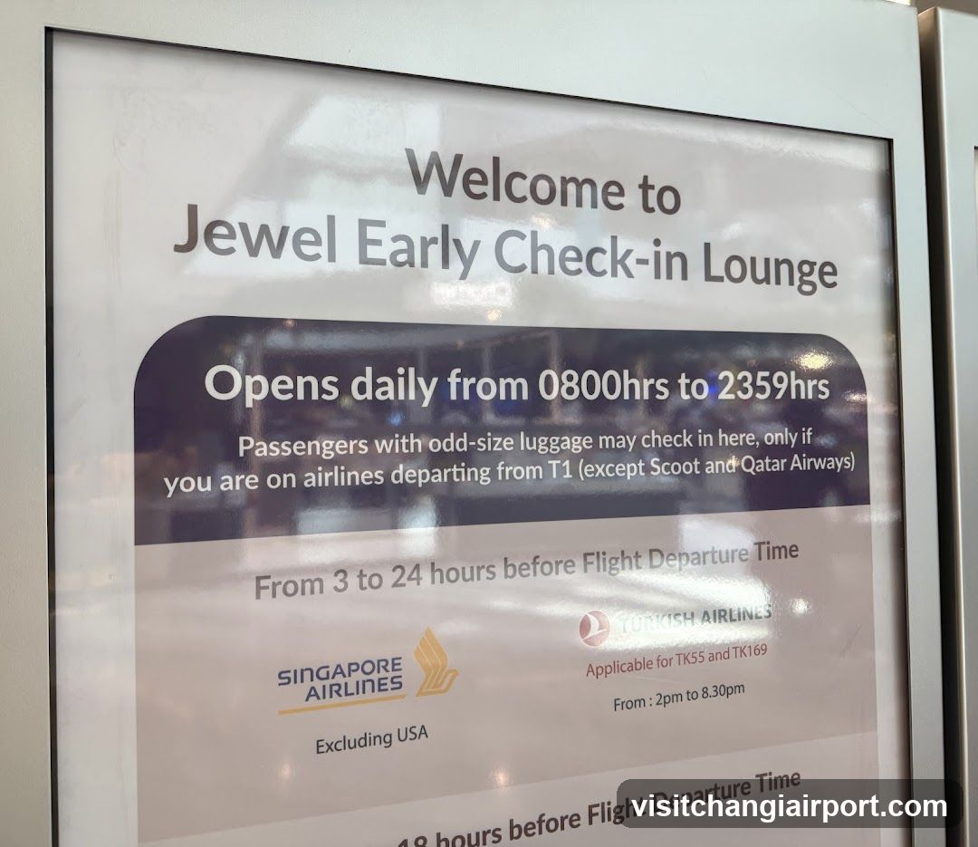 Jewel Early Check-in Lounge Signage