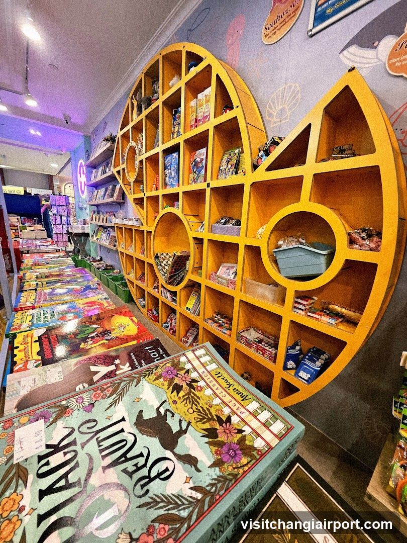 Interior of a colorful shop with unique shelving