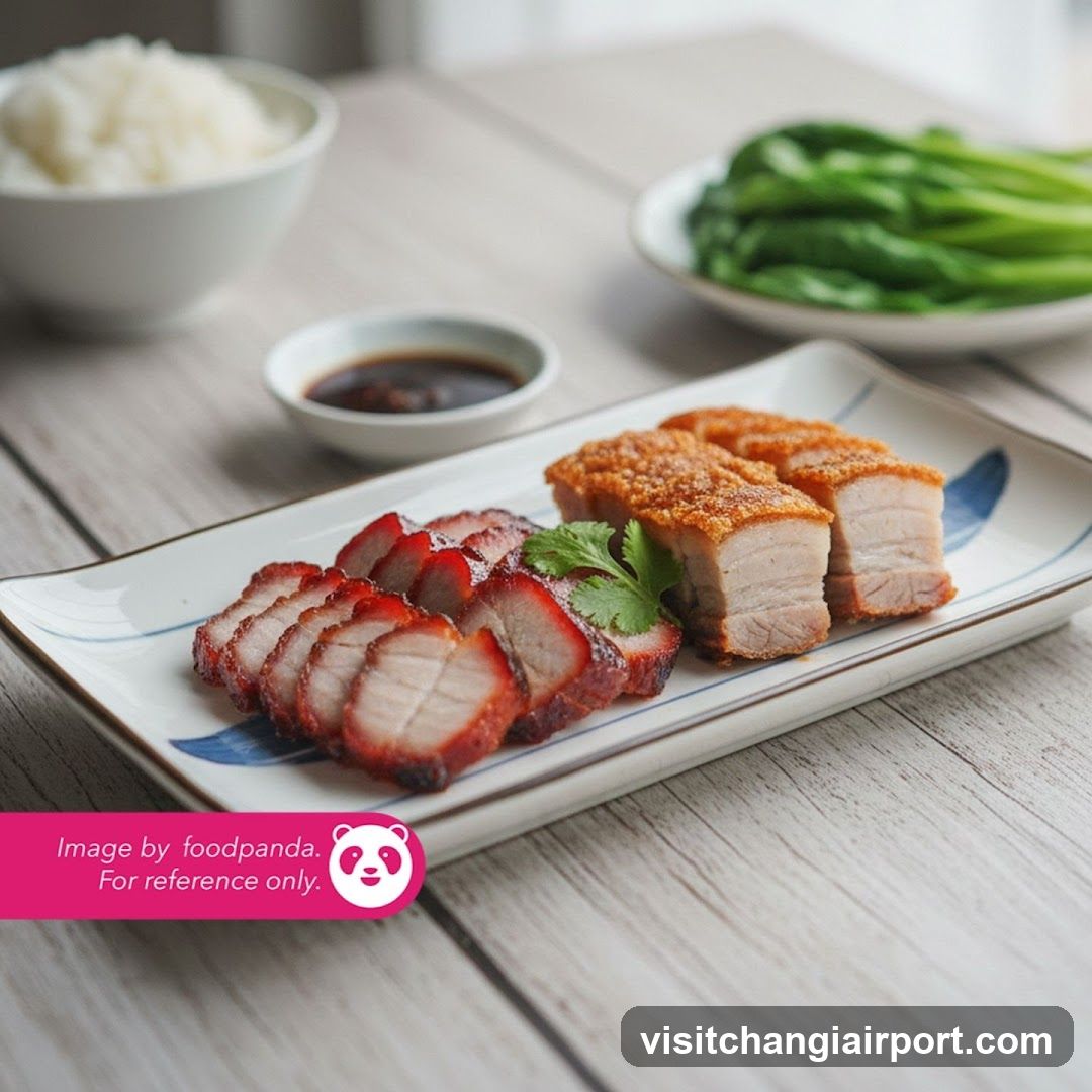 Chinese Roast Meat Platter with Rice and Greens