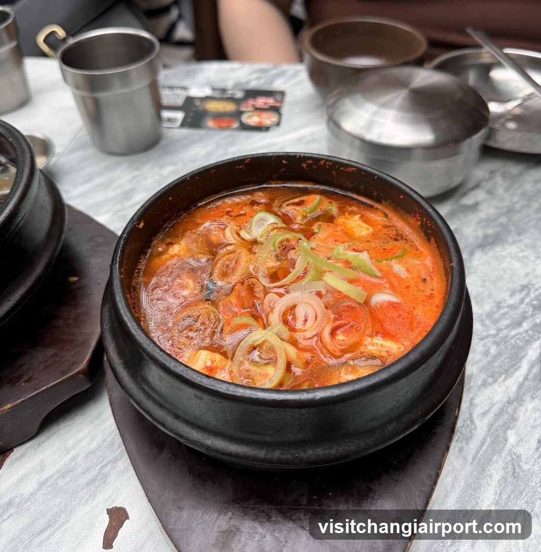 Serving of Korean Tofu Stew (Dakdori)