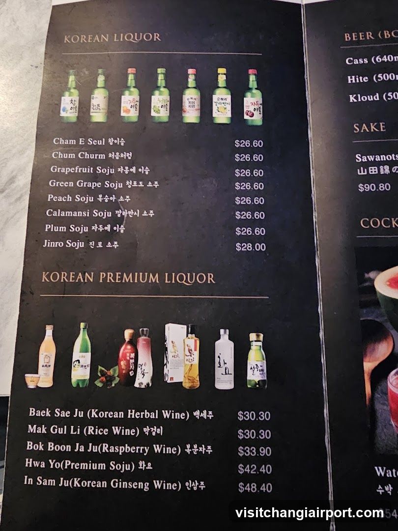Korean Liquor Menu