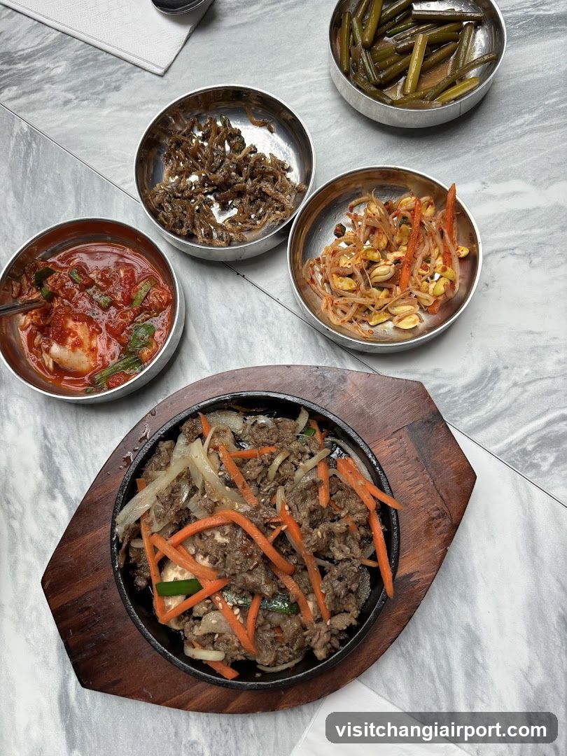 Korean Side Dishes and Sizzling Beef