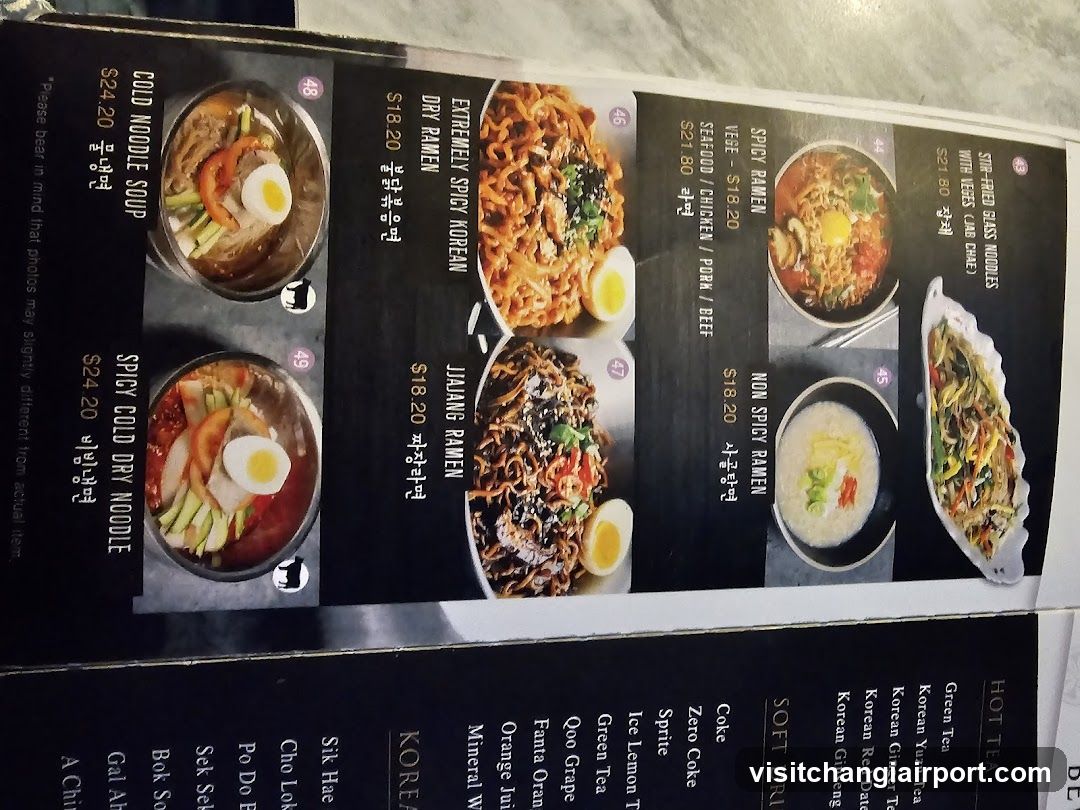 Korean Noodle Menu