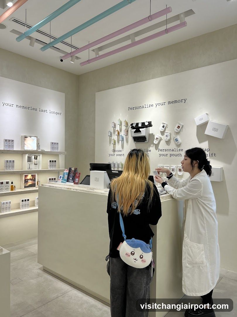 Interior of a modern retail store with personalization station