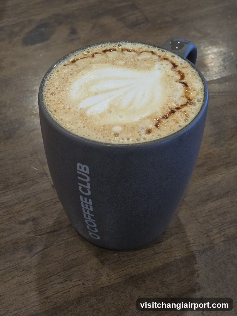 Latte Art Coffee in Blue Mug