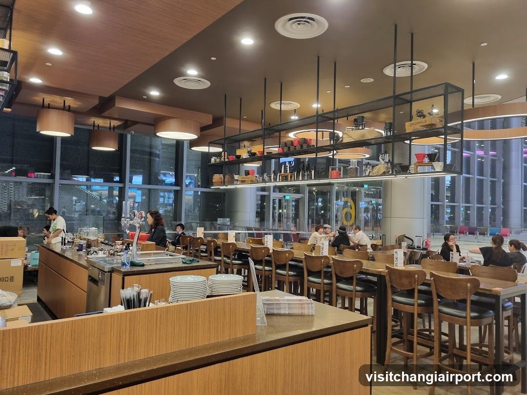 Restaurant Interior with Dining Area and Kitchen Counter